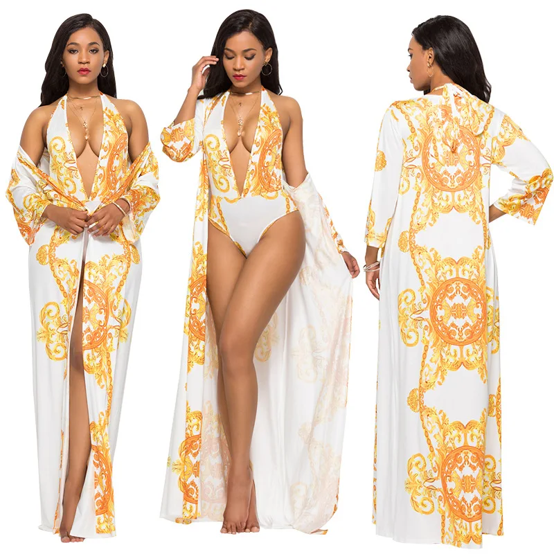 Sexy printed cape bikini split suit swimsuit women 2 pieces fashion swimsuit sexy bikini micro Street Style WOMEN Print