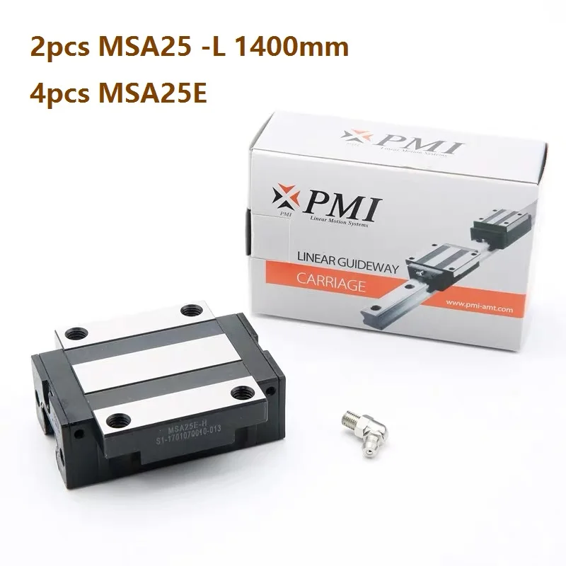 

2pcs origial Taiwan PMI MSA25 -L 1400mm linear guide + 4pcs MSA25E flange carriage blocks for CNC router