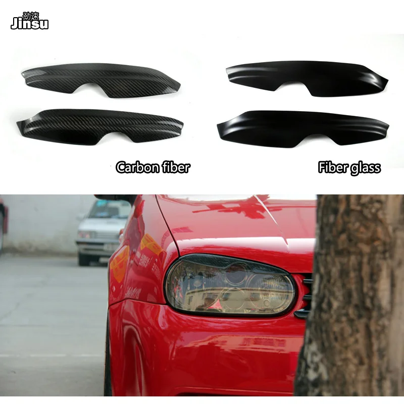 Carbon fiber headlight covers eyelid For Volkwagen Golf 4 1997- 2004 MK4 GTI R32 Fiber glass primer front lamp eyebrow sticker