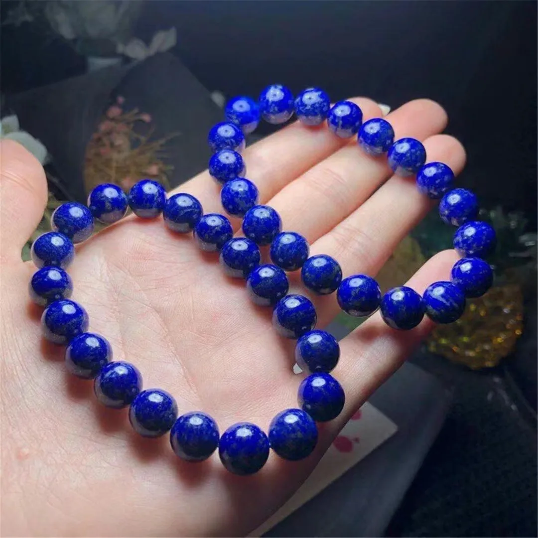 Imagem -04 - Lapis Lazuli Pulseira Jóias para Mulher Senhora Homem Cura Presente Cristal Pedra Redonda Contas Reiki Pedras Preciosas Fios Aaaaa mm Natural