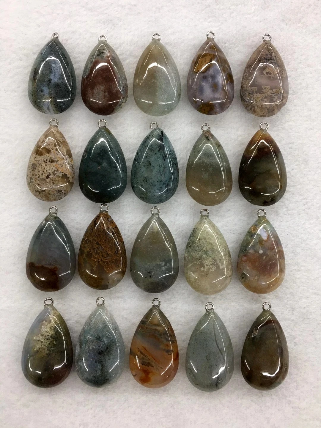 

Wholesale 10pcs/Pack Indian Agate Moss Agate Bead Pendant,Pear Shape Gem Stone Jewelry Necklace DIY 32mm