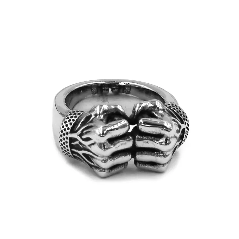 Personality Fist Boxing Power Ring Stainless Steel Jewelry Fashion Bands Punk Rock Biker Male Boy Ring SWR0974A