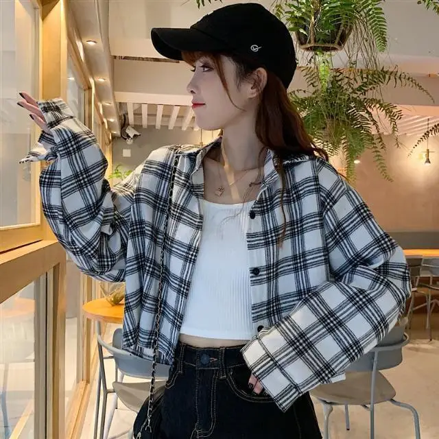 Woman Sweaters Cardigan Plaid Women Season Baggy Coat Long Sleeve Top Sueters De Mujer image 6