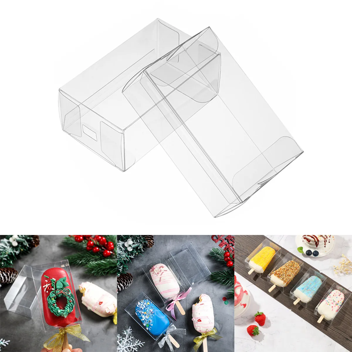 

Clear Cakesicle Plastic Boxes Popsicle Ice Cream Candy Gift Packaging for DIY Baking Baby Shower Wedding Birthday Party Favors