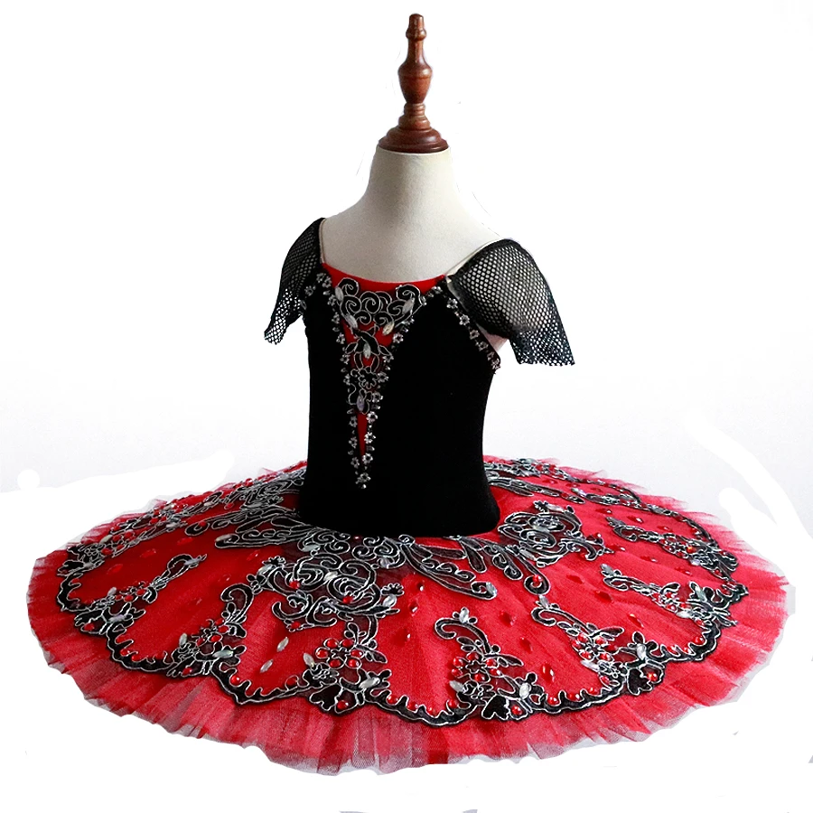 クラシックプロフェッショナルチュチュパンケーキプラッターブラックスワンコッペリアチュチュプリンセスオーロラ衣装子供用DM0041