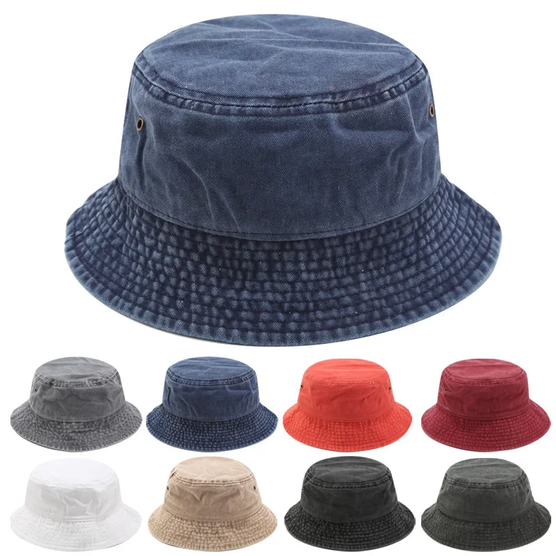 2022 New Fisherman Hat Vintage Denim Bucket Hats Outdoor Men Women Washed Cotton Panama Hat Fashion Hip Hop Gorros Bob Hat