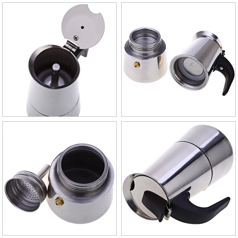 Stainless Steel Coffee Pot, Mocha, Espresso, Latte Percolator, Stove, Coffee Maker, Drink Tool, Cafetiere, Latte Stovetop