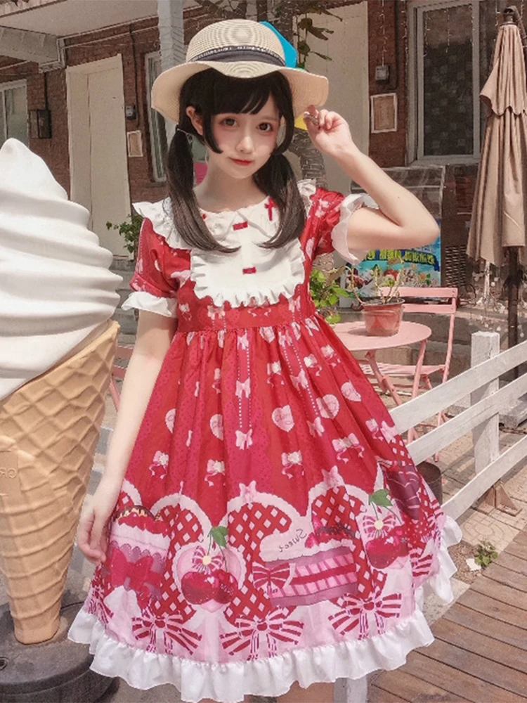 Lolita Style 2019 Summer New Japanese Sweet Vintage Dress Kawaii Princess Dress Cos Tea Party Loli Dress Party Vestidos