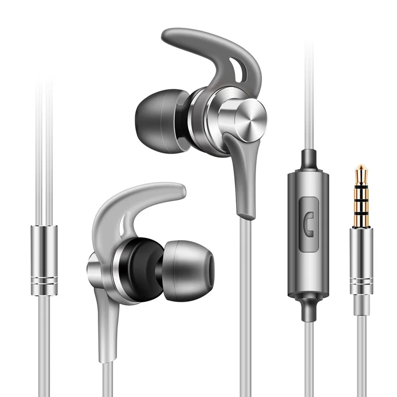 Metal Sport 3.5mm In-Ear Earphones for iPhone iPad Samsung Xiaomi Redmi OPPO Android Phone Music Player Earphone With Microphone