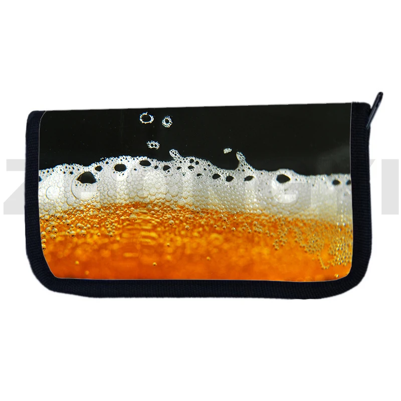 2022 Hot Cool 3D Beer with Foam Wallet for Women Unique Purse Fashion Canvas Unisex Long Coin Purse Men Teenager Funny Cash Bags