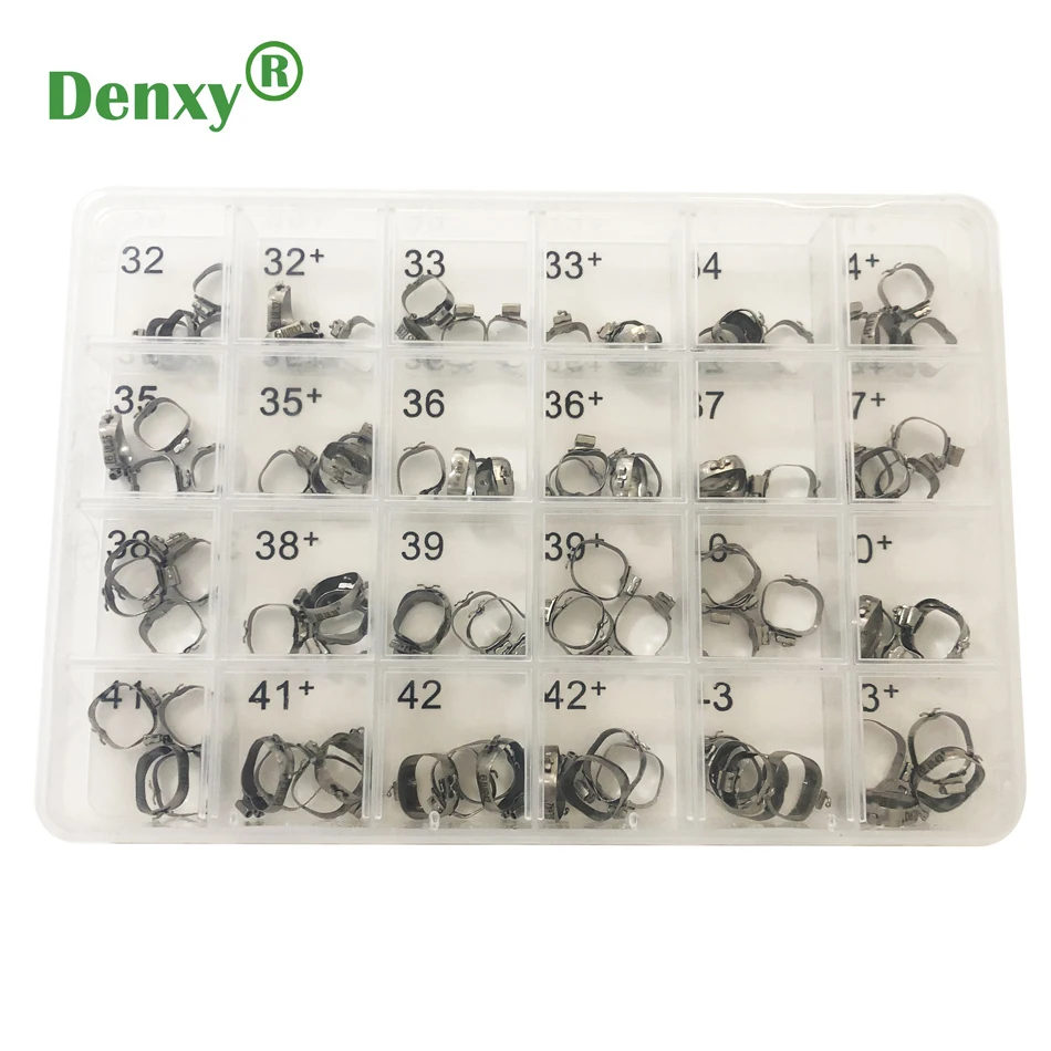 Denxy 1Box Dental Bands Orthodontic Molar Bands With Rectangular Double Triple Tube Orthodontic 1st Molar Bands With Triple Tube