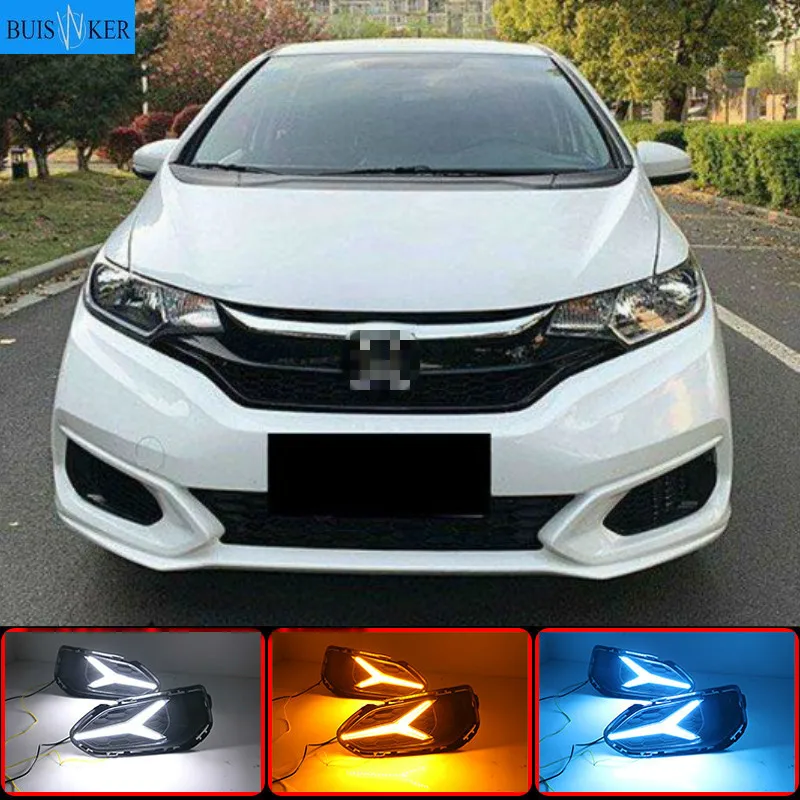 

For Honda Jazz fit 2018-2020 LED DRL fog lamp with turn signal function car styling LED Daytime Running Lights