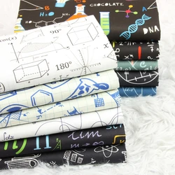 Plain Cotton Fabric with Mathematics, Physical Formula, DIY Bag Garment Cloth, 100% Cotton, CR-786