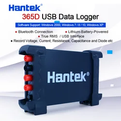 Hantek 365D PC Bluetooth USB Data Logger Record True RMS tensione corrente Ohm Cap. Curve build con Li-battery