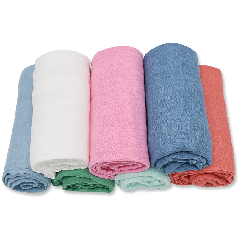 Solid Color Baby Swaddle Bamboo Cotton Swaddle Muslin Blanket Newborn Accessories Soft Swaddle Wrap Baby Bedding Bath Towel