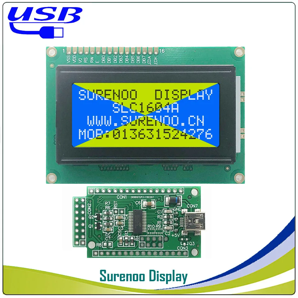 

LCD2USB USB 164 16X4 1604 Character LCD Module Display Screen Panel sutible LCD Smartie & AIDA64 for DIY PC