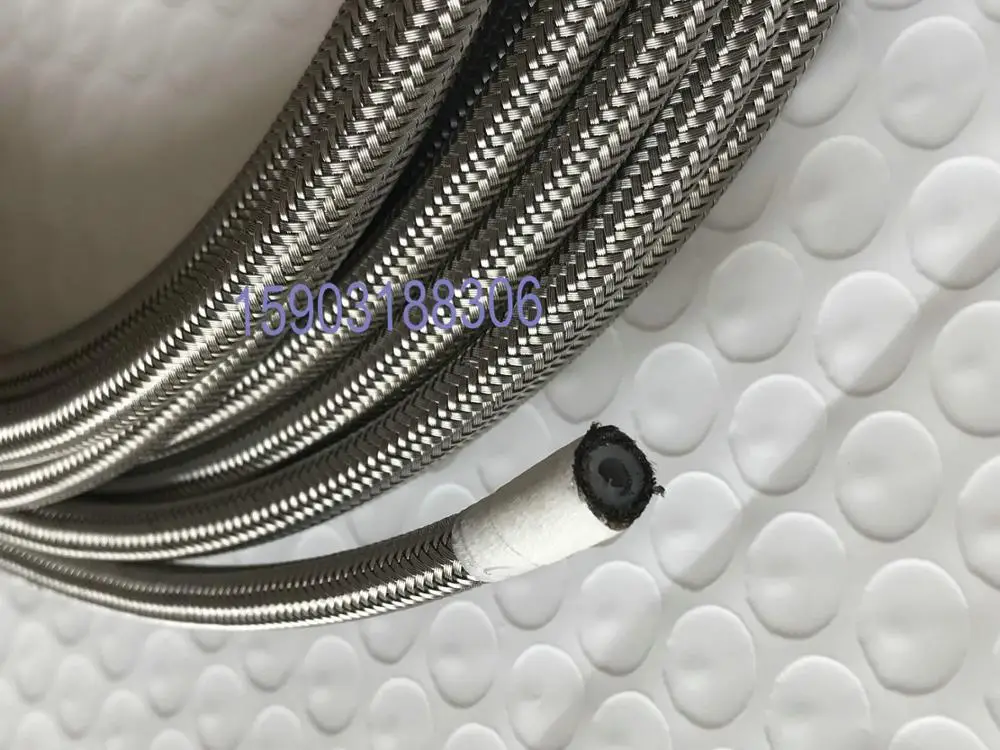 AN3 3AN Double Stainless Steel Braided PTFE Lined Brake Hose Line Car Motorcycle Hydraulic Brake Fuel Line Hose 10M