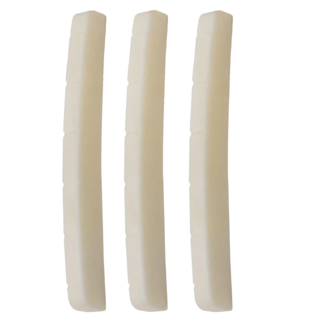 Tooyful Set of 3 High Quality Slotted 43mm Bone Nut Replacement Bone Bridge Saddle Nut for  Guitars Parts