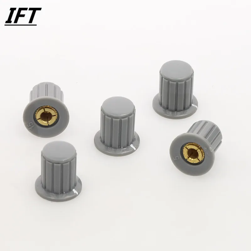 5 Pcs 4mm Shaft Insert Dia Brass Tone Core Potentiometer Control Knobs