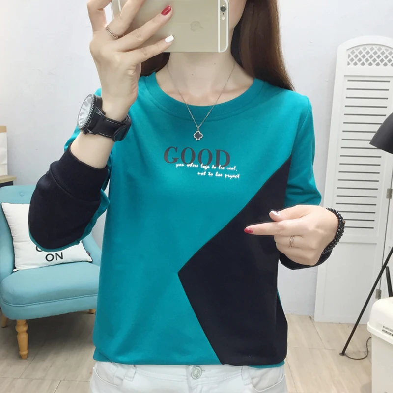 Letter Print Pullover Women Contrasting Colors 2022 Spring Autumn Sweatshirt Striped Womens Long Sleeve Casual Woman Clothing