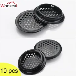 10pcs/Lot Wardrobe Cabinet Mesh Hole Round Black/Silver Air Vent Louver Ventilation Cover Stainless Steel Furniture Fittings