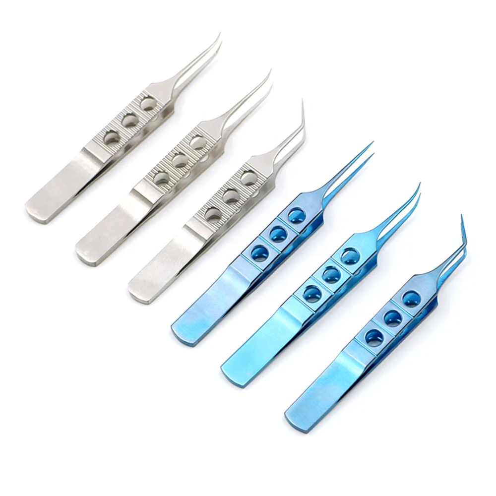 11CM Titanium Straight/Curved Head Tweezers Forceps Platforms Ophthalmic Dental Microsurgical Instruments