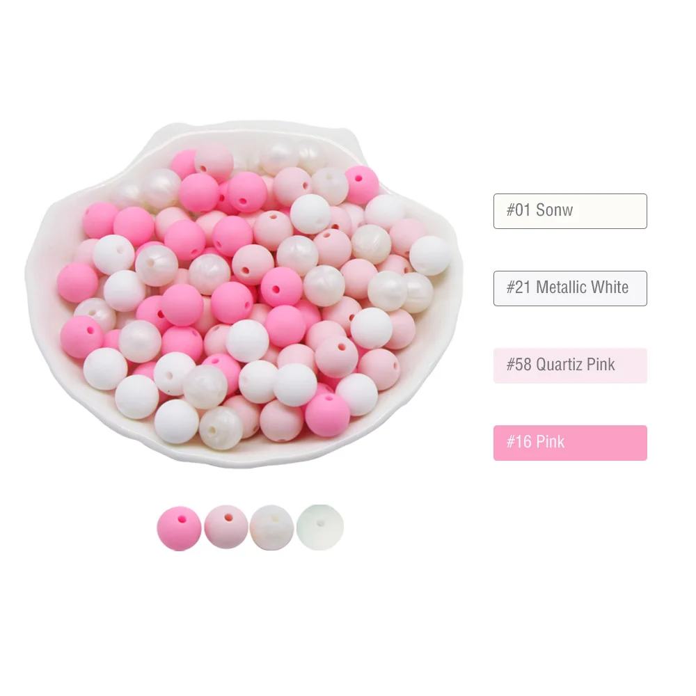 Cute-idea 300pcs/lot Round Silicone Beads 9mm Baby Teether Safe Chewable Teething Materials For Pacifier Chain Silicone Teething