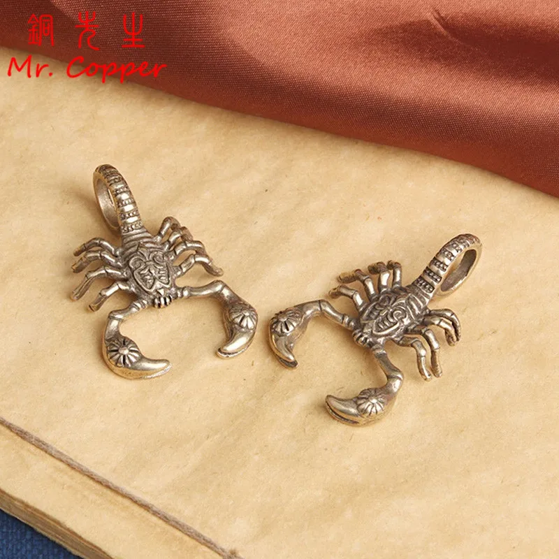 Vintage Brass Scorpion Miniatures Figurines Office Desktop Small Ornament Tea Pet Home Decoration Accessories Children Toy Gifts