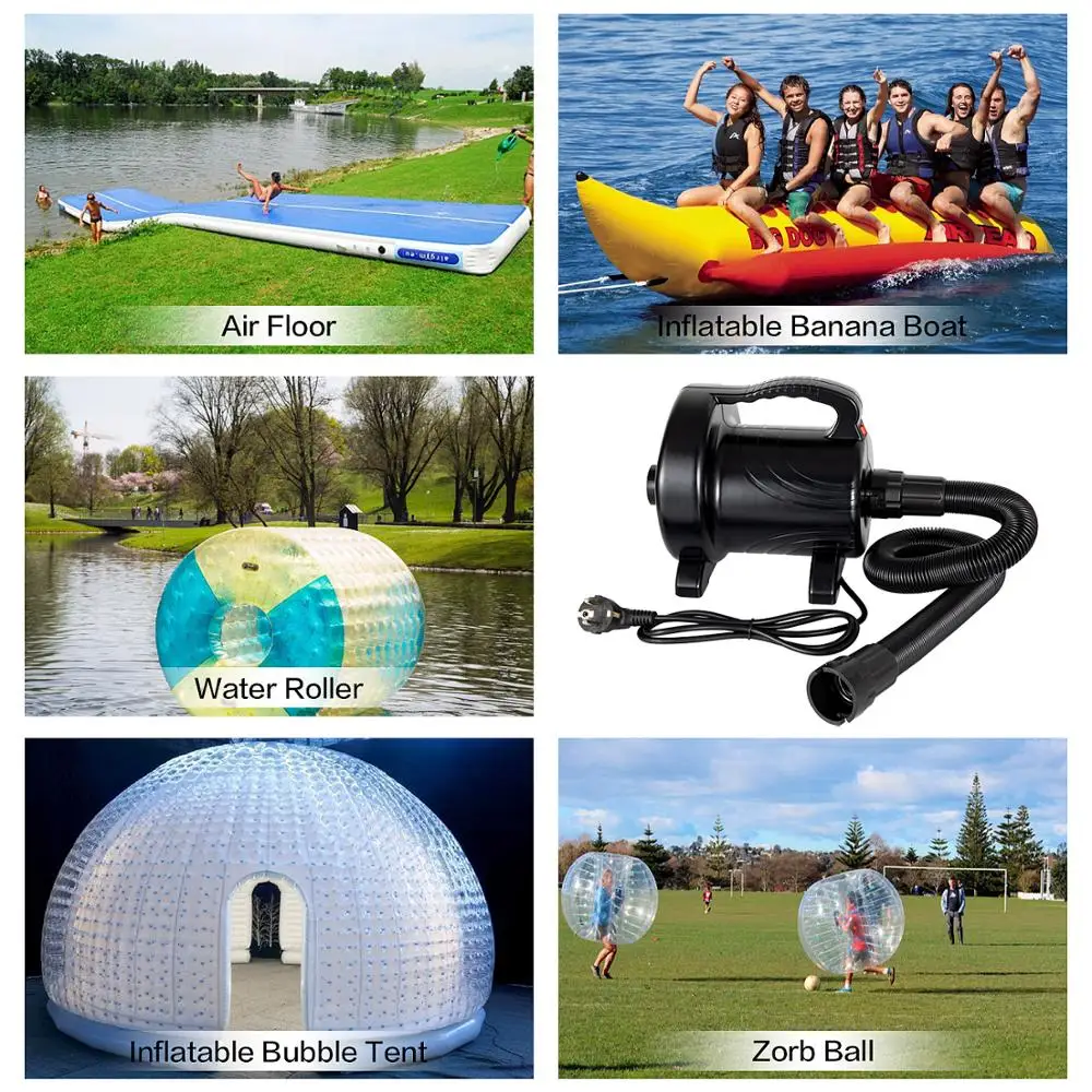 1200W Portable High Pressure Electric Air Pump Air Blower Quickly Inflate for Rubber Boat Inflatable Boat Raft Kayak Zorb Ball