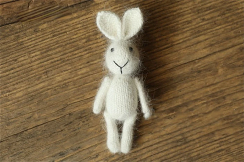 Poupées faites à la main avec lapin et ours, accessoires de photographie pour nouveau-né, accessoires de studio de photographie pour bébé