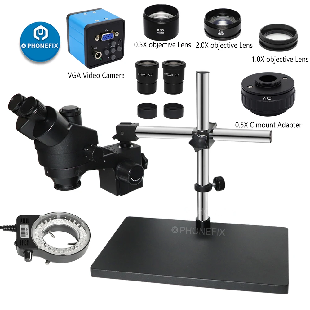 Nero 38MP HDMI Digital USB Microscopio Camera 3.5X-90X Microscopio Stereo trinoculare simul-focale saldatura PCB riparazione gioielli