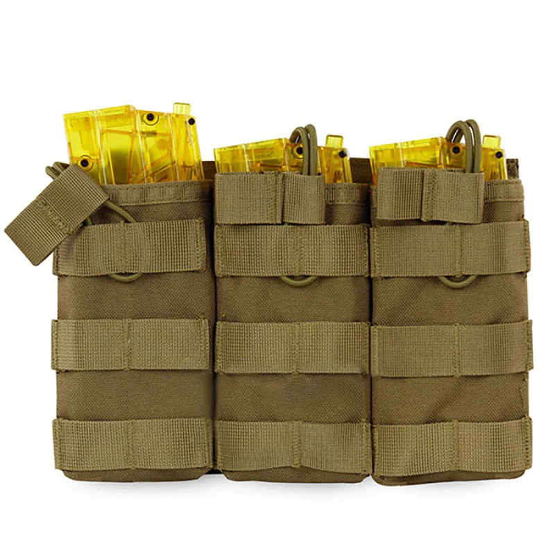 Triple Tactical Molle Magazine Pouch, Military Vest Hanging Bags, Army Airsoft Rifle Hunting Accessories, Storage Bag,Molle Clip