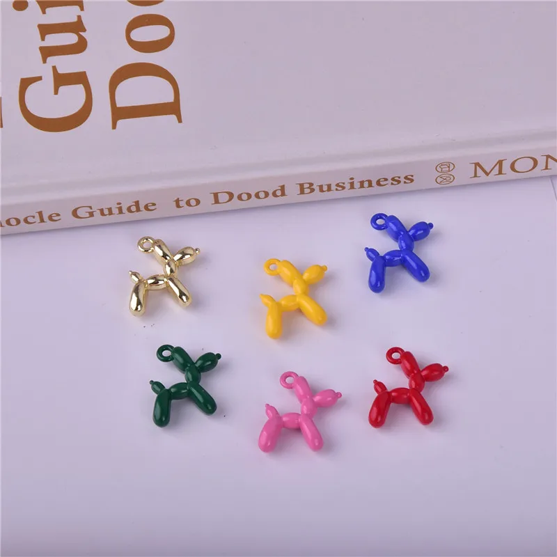 10 개/갑 3D 풍선 개 금속 매력 펜던트 귀걸이 팔찌 DIY 목걸이 보석 만들기