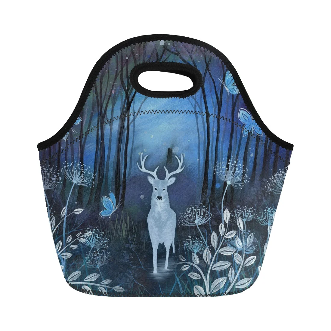 

Portable Food Bag Women Exquisite Big Deer Printed Lunch Bags For Children Girls Boys Thermal Insullate Tote Lunchbag Picnic Box