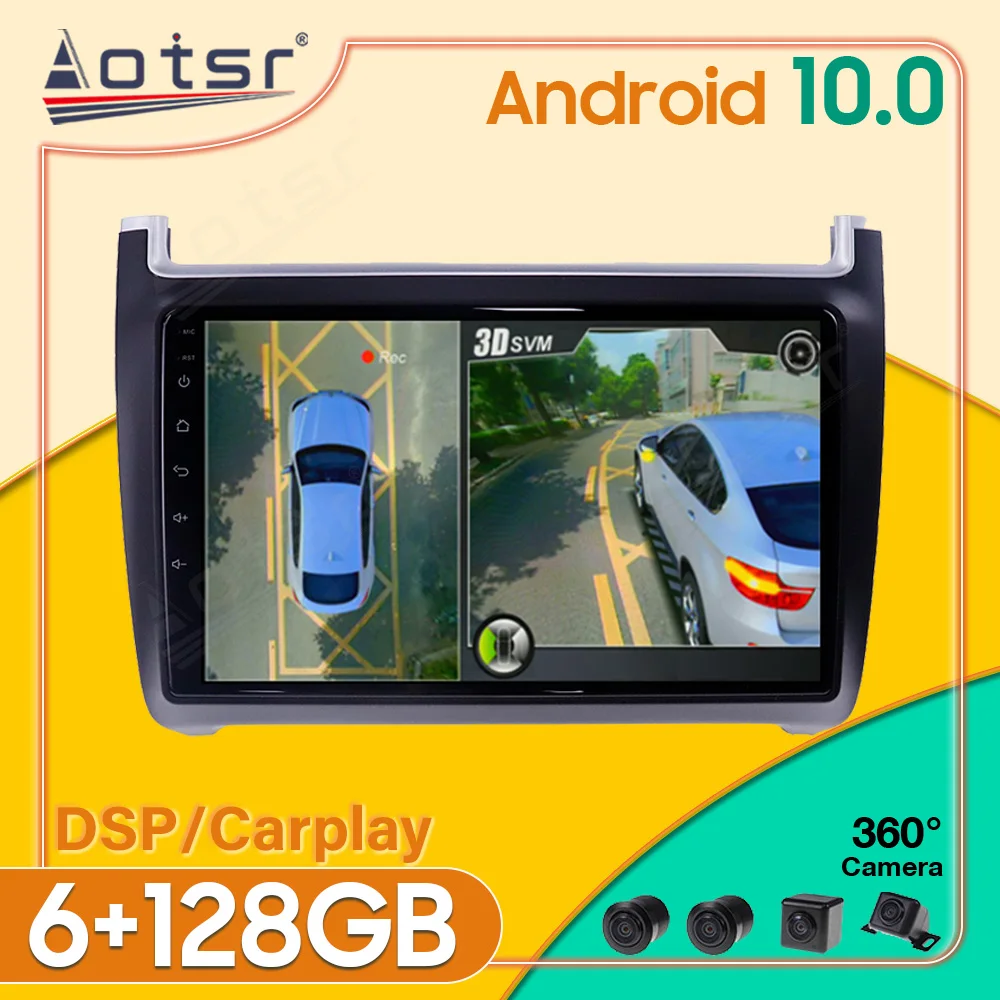 6+128G Android10 360 Camera For Volkswagen polo 2008-2015 Car GPS Navig Multimedia Radio Player Auto Stereo Recorder Head Unit