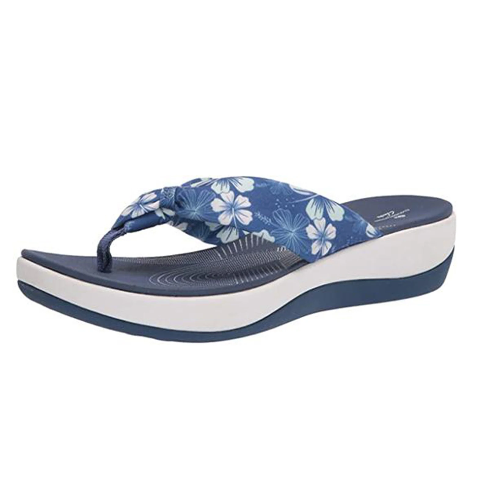 Sandalias antideslizantes con soporte para arco para mujer, chanclas estampadas a la moda, zapatos de verano, nuevas