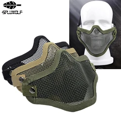 Tactical Hunting Airsoft Paintball Protection Metal Steel Net Mesh Half Cover Military Halloween Party Half Face Mask