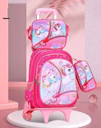 Escola rolando mochila saco com rodas escola rodado mochila conjunto crianças estudante escola trole mochila saco para meninas