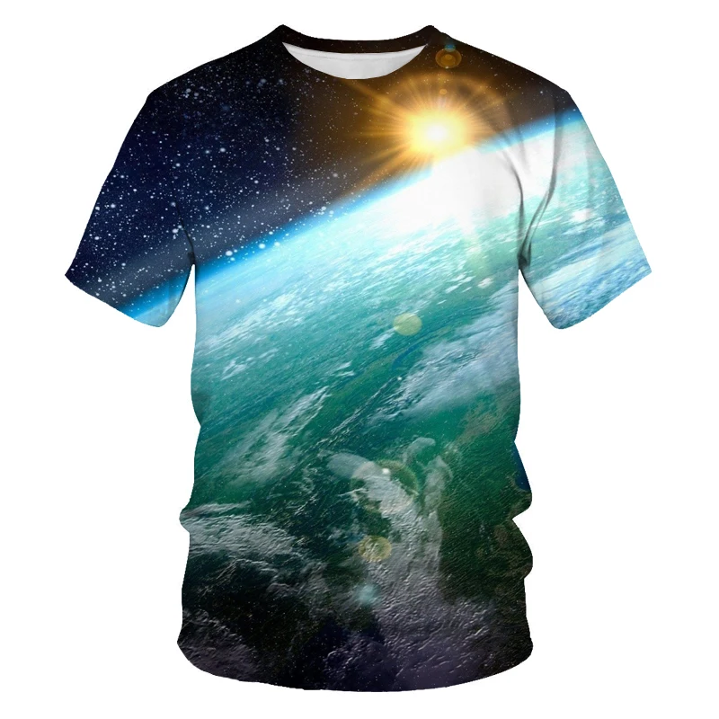 Summer Brilliant Starry Sky graphic t shirts For Men Fashion Universe Planet Pattern T-shirt Personality Hip Hop Print t-shirts