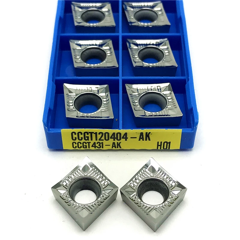 Inserção Original Ccgt 120402 120404 Cnc Carboneto de Alumínio Lâmina Transformando Ferramenta Corte Ccgt120402 Ccgt120404 Ccgt120408 ak H01 100