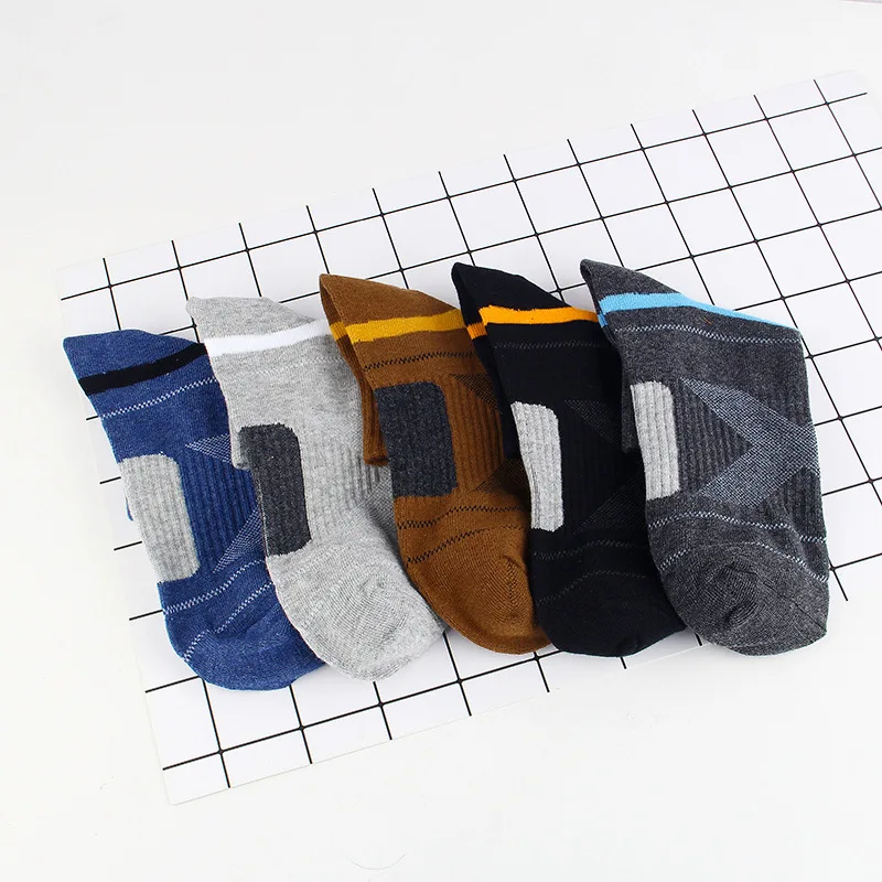 High Quality 5 Pairs /Lot Men's Cotton Socks Black Sports Socks Casual Run Autumn Winter Socks Breathable Male Sokken Large Size