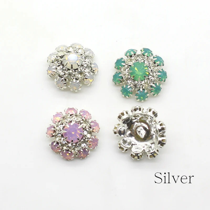 New 20mm Rhinestones Buttons For Clothing 5Pcs/Lot Beautiful Mix Color Buttons Metal Diamond Button Wedding Decoration