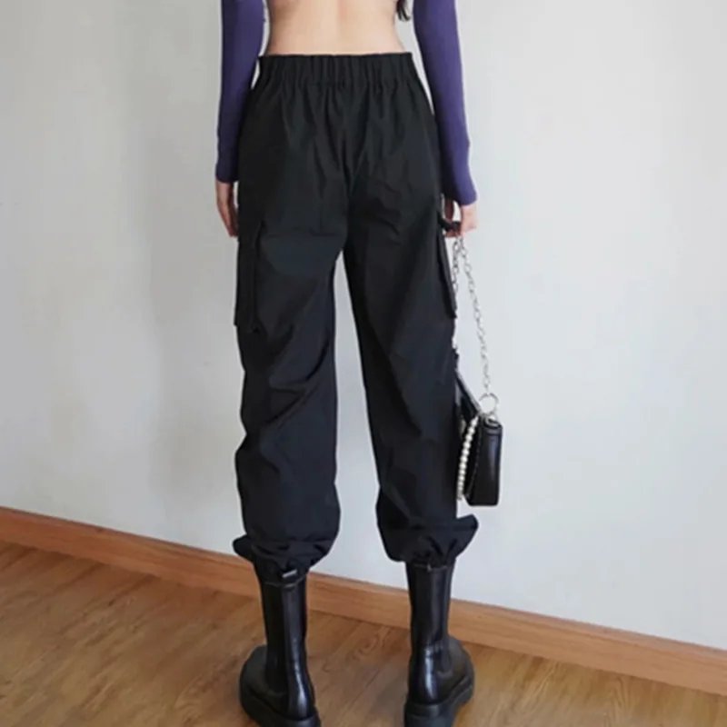 CTRLLOCK Hiphop Techwear Multi Pockets High Waist Women's Legged Overalls Grunge Elastic Casual Cargo Pants