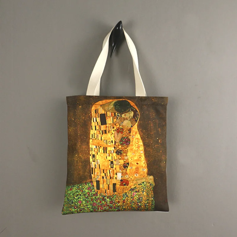 Klimt paintings kiss under the canvas bag design contracted, handbags of the great capacity of the tree of life