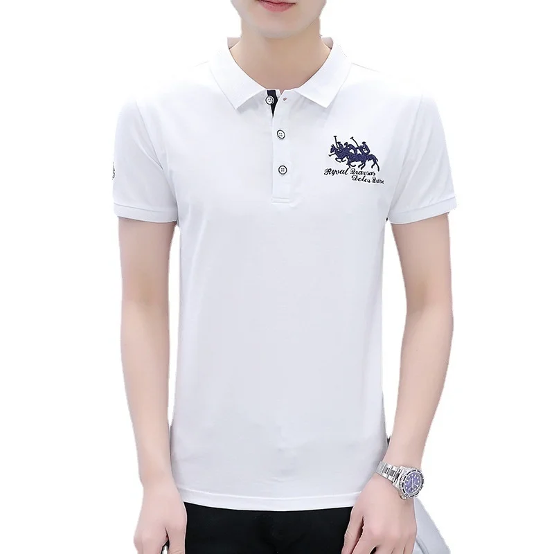 

Polo Shirt Men's Casual Solid trend Short Sleeve Korean Version Youth Embroidery Slim Breathable All-match Harajuku Summer Tops