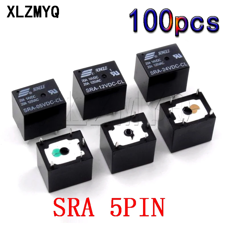 

100pcs Relays SRA-05VDC-CL SRA-12VDC-CL SRA-24VDC-CL Power Relay 5 Pin DC 5V 12V 24V 10A 250VAC 5PIN SRA Automobile Relay