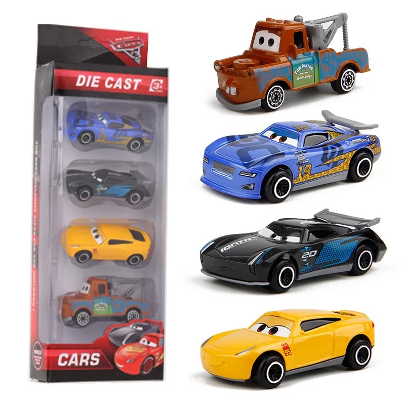 4/6pcs Disney Pixar Cars 3 2 Frank Tractor Lightning McQueen Mater Jackson Storm Ramirez Diecast Toys Car Kid Birthday Gift Toys