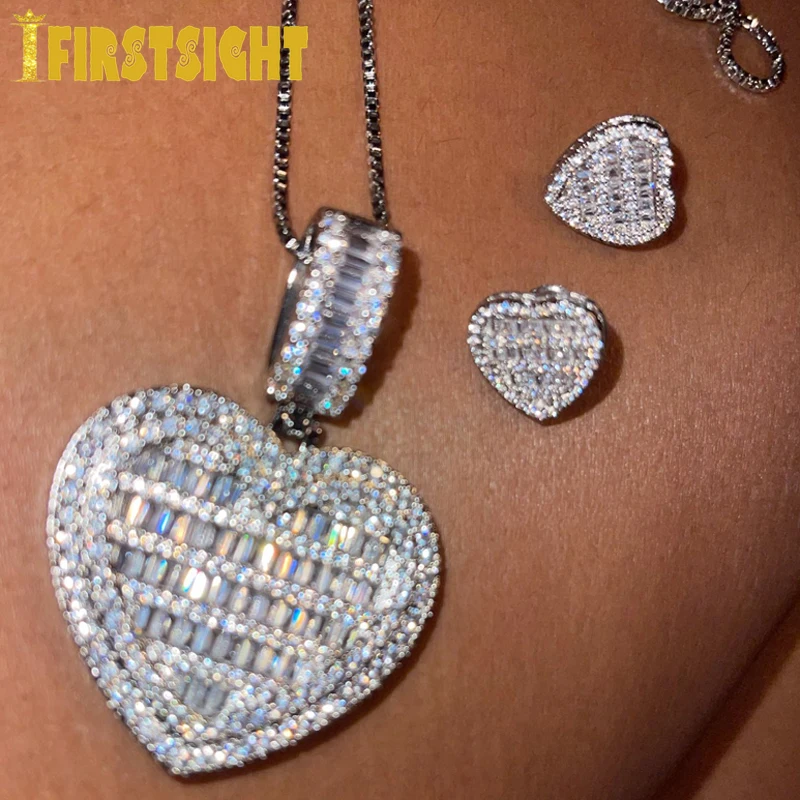 Micro Pave 5A cyrkonia kolczyki z cyrkonią okrągłe serce w kształcie Hip Hop Ice Out Bling śruba powrót Stud kolczyk dla kobiet mężcz...