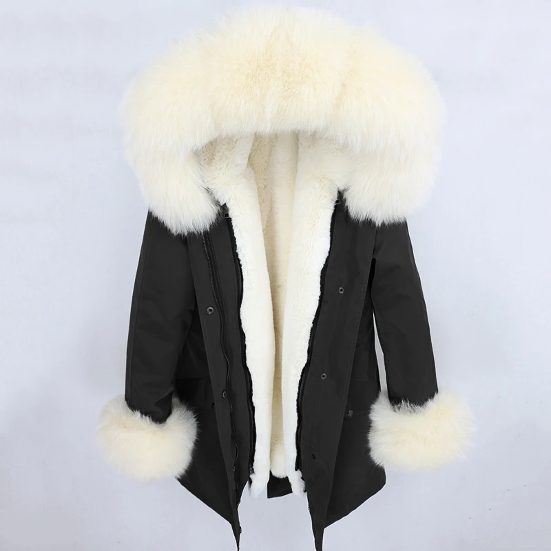 2020 New Waterproof Parka Winter Jacket Women Real Fur Coat Natural Fox Fur Collar Hood Cuffs Thick Warm Outerwear Streetwear