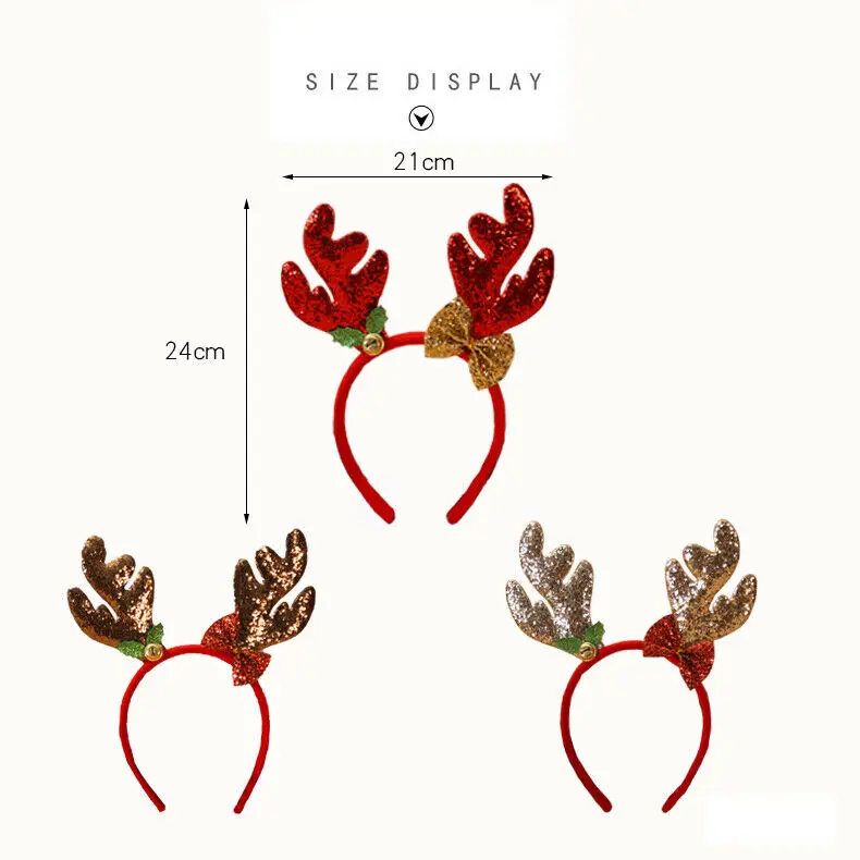 Happy Christmas Headbands Fancy Reindeer Antlers Hairband Xmas Kids Festive Party Decor Best Gift Wholesale